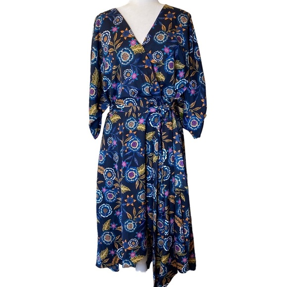 Eliza J Floral Hi-Lo Surplice Knee Length Dress Woman’s 20 Plus Size - Picture 3 of 12